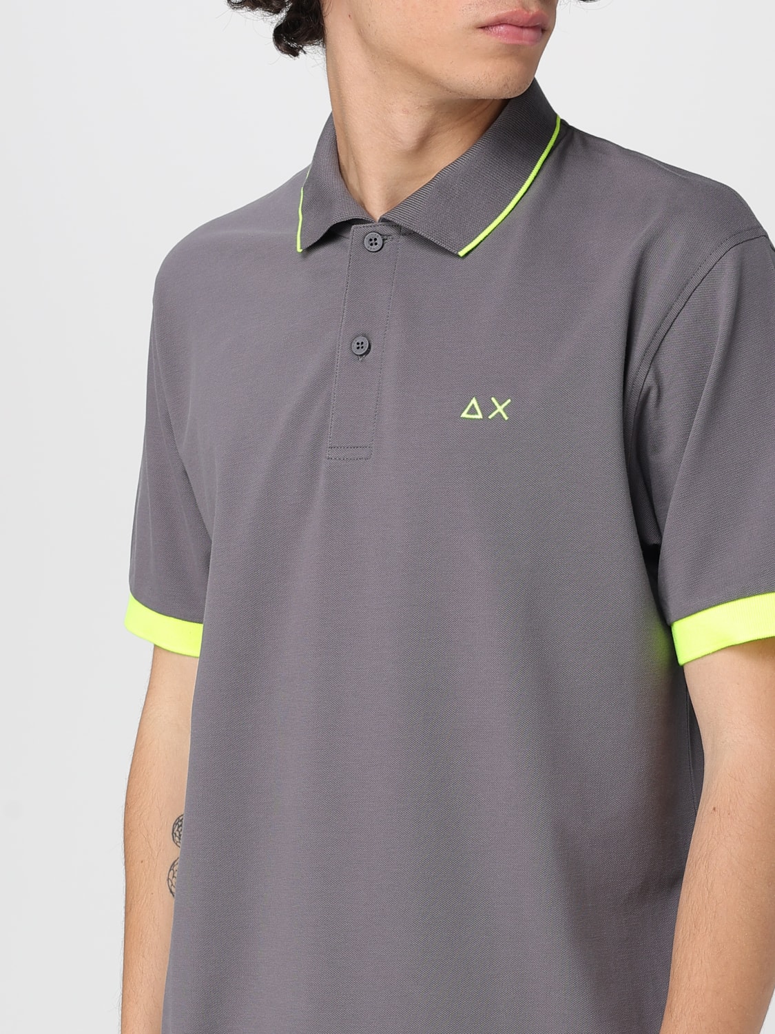 SUN68 POLO: Polo in cotone con mini logo SUN68, Inchiostro - Img 3