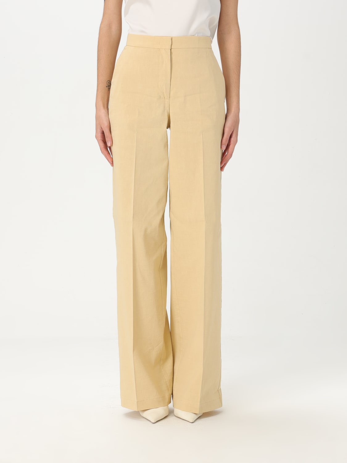 パンツ PINKO Woman Pants Yellow 104756A2G4 S3R PINKO Women's Straight Fit Yellow Zip Eliminare Trousers