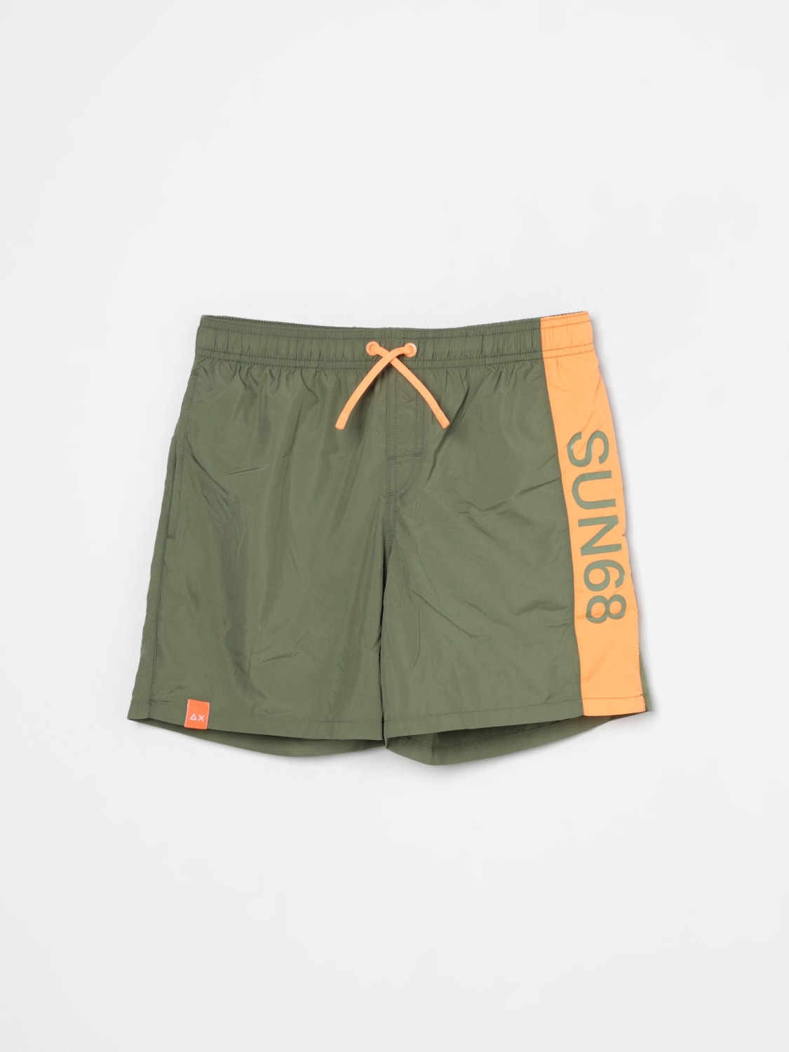 SUN68 COSTUME: Costume da bagno con bande logate SUN68, Militare - Img 1