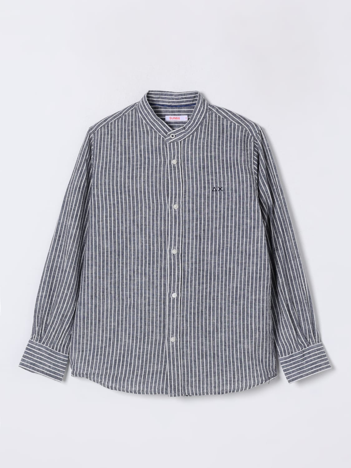 SUN68 CAMICIA: Camicia a righe SUN68 in lino e cotone, Blue - Img 1