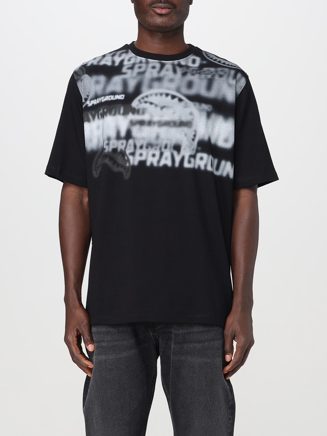 SPRAYGROUND T-SHIRT: T-shirt Sprayground in cotone con stampa logo , Nero - Img 1
