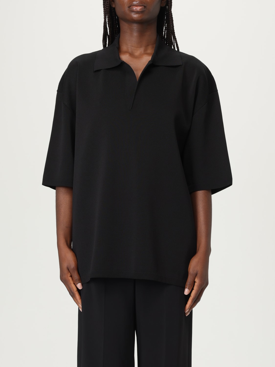 Tシャツ・カットソー AMI PARIS Woman Polo Shirt Black UPL164KN0064 001 AMI PARIS: Polo shirt woman - Black | Ami Paris polo shirt