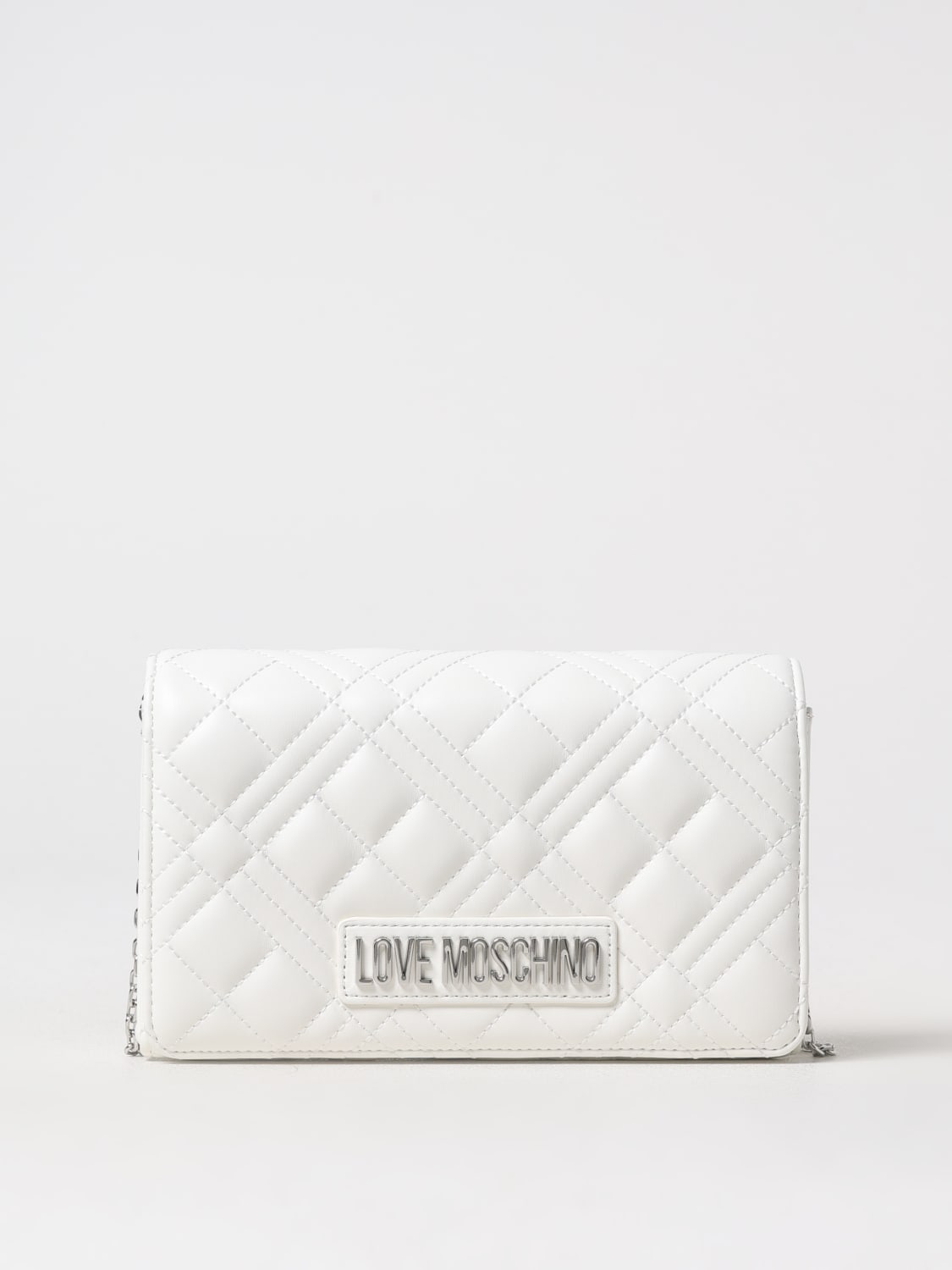 LOVE MOSCHINO BORSA MINI: Borsa Love Moschino in pelle sintetica matelassè , Bianco - Img 1