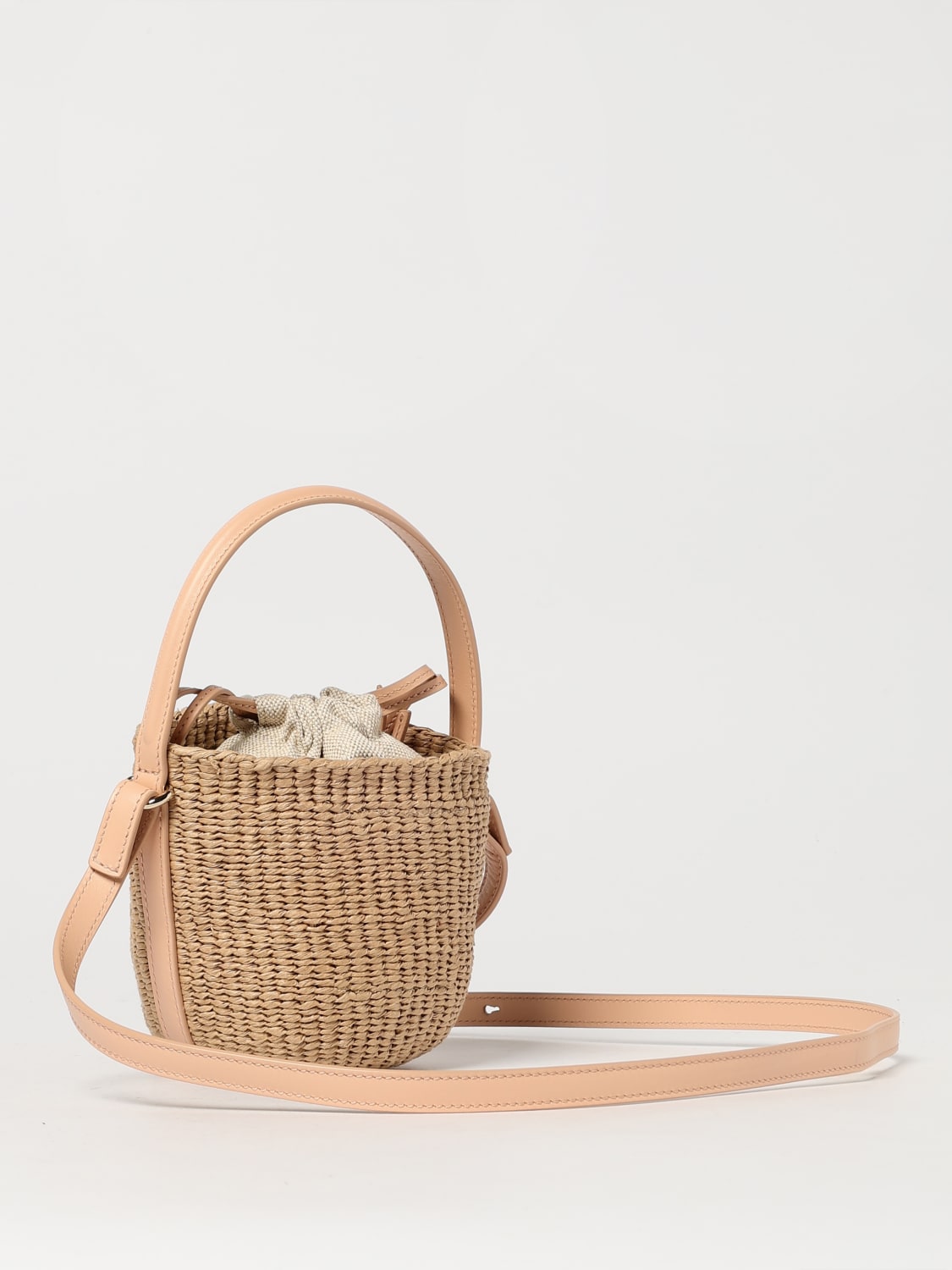 CHLOÉ BORSA MINI: Borsa Chloè in rafia e pelle , Albicocca - Img 3