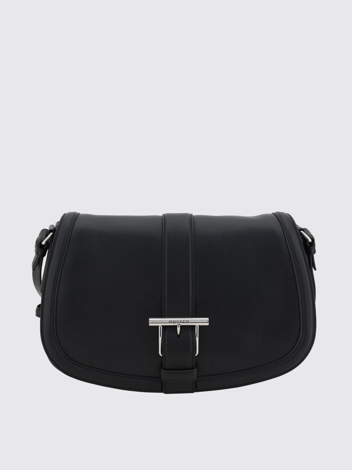 MCQUEEN BORSA A TRACOLLA: Borsa Satchel McQueen in pelle , Nero - Img 1