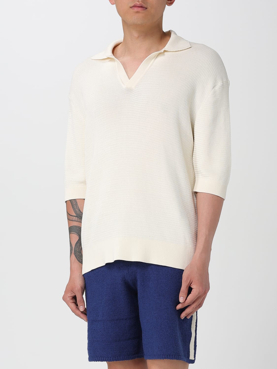 LANEUS POLO: Polo in maglia di cotone Laneus, Bianco - Img 4
