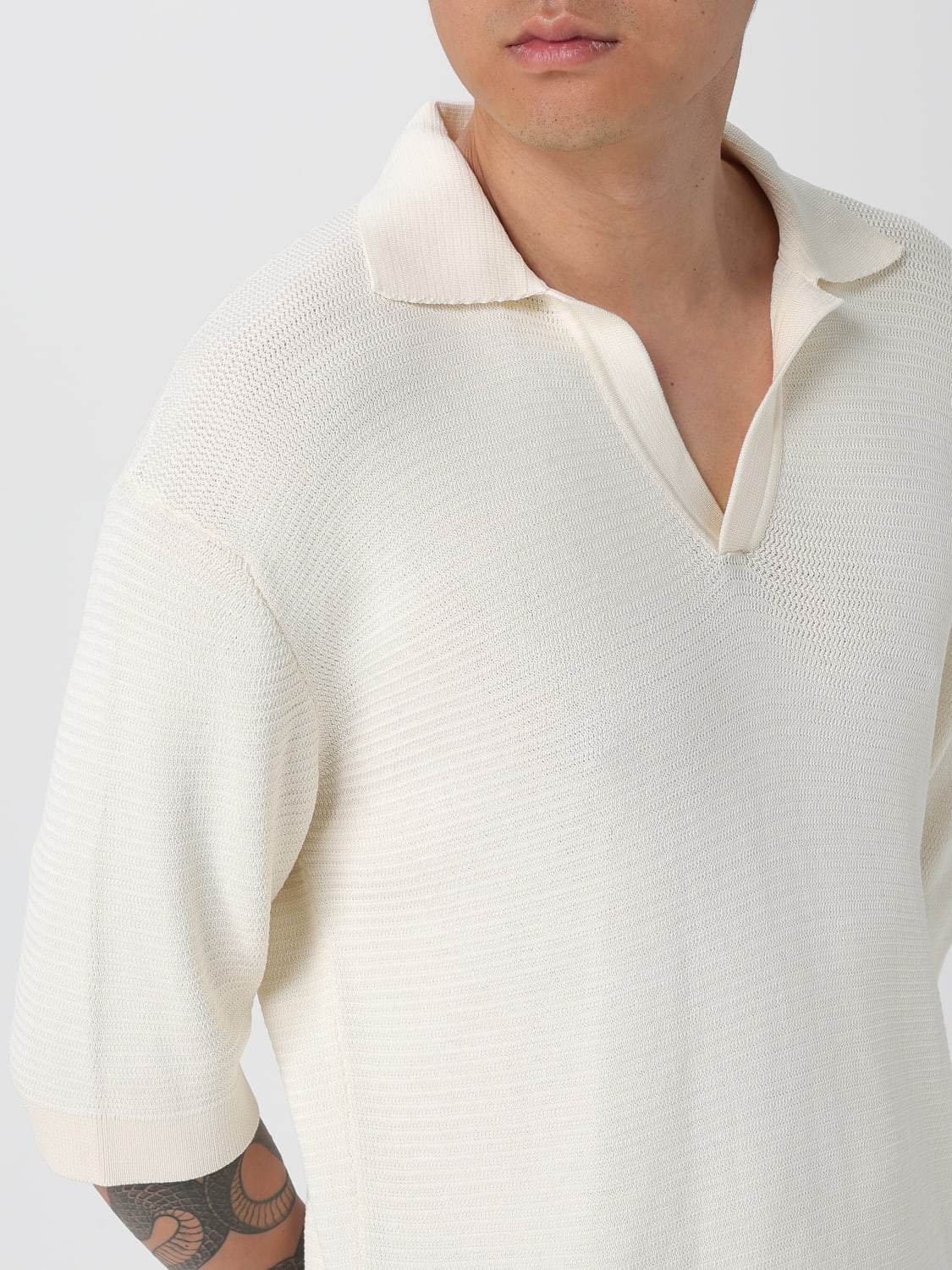 LANEUS POLO: Polo in maglia di cotone Laneus, Bianco - Img 5