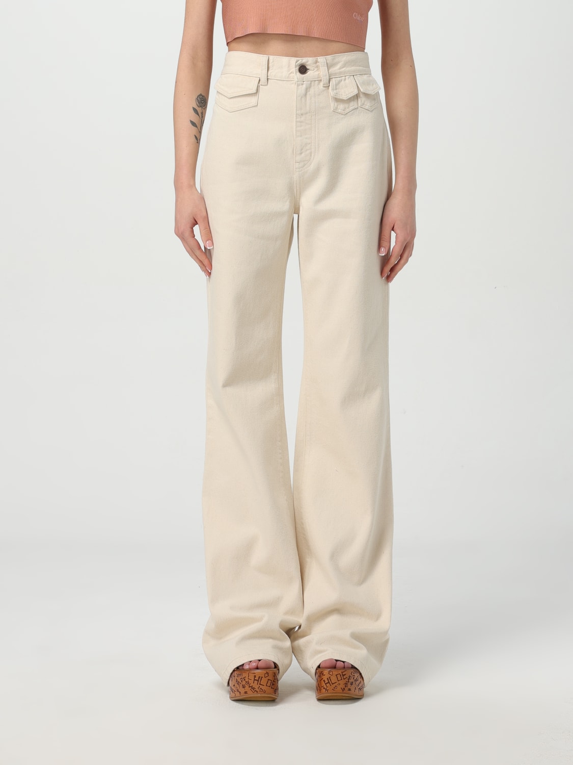 デニム・ジーパン CHLOE Women Denim Pants CH25UDP03251 112 WHITE CHLOÉ: Jeans woman - White | Chloé jeans CH25UDP03251 online