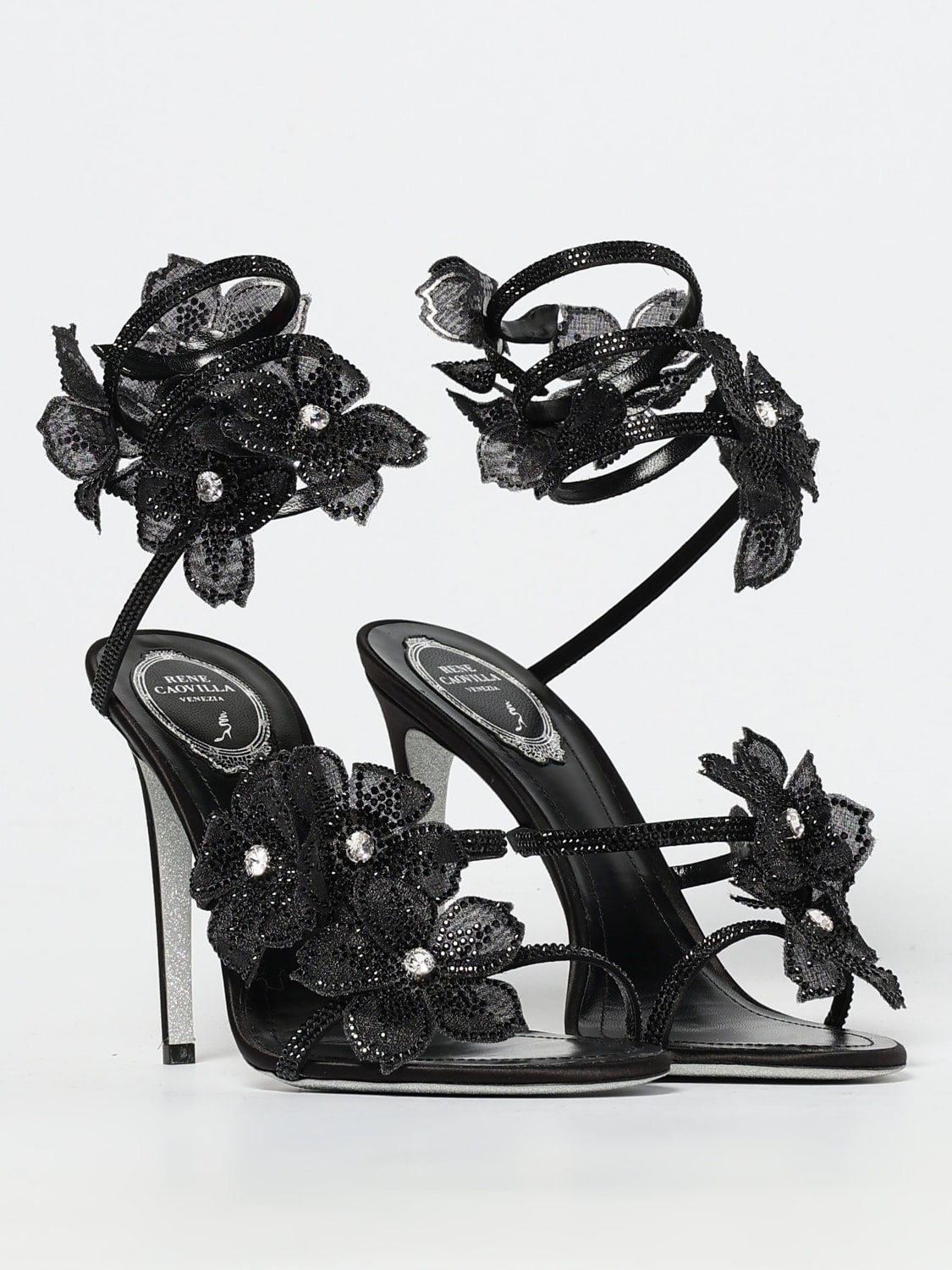 RENE CAOVILLA: Flat sandals woman - Black | Rene Caovilla