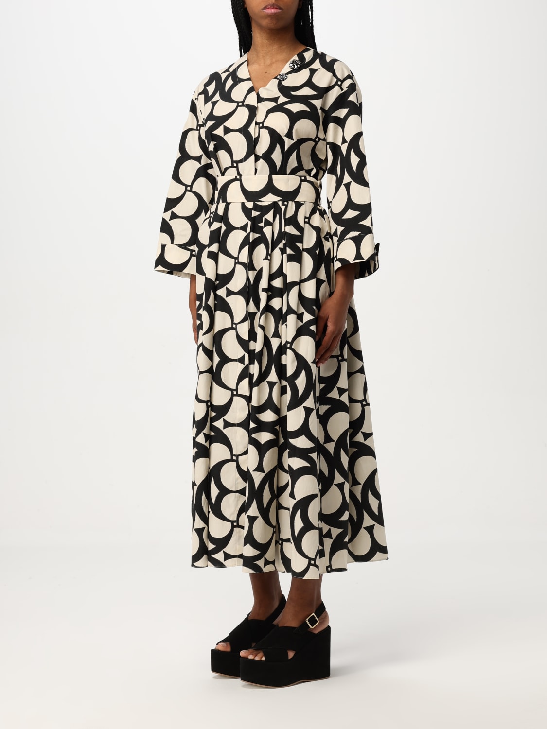 人気【S MAXMARA】Abito in cotone stampato con cintura 人気【S MAXMARA】Abito in cotone stampato con cintura