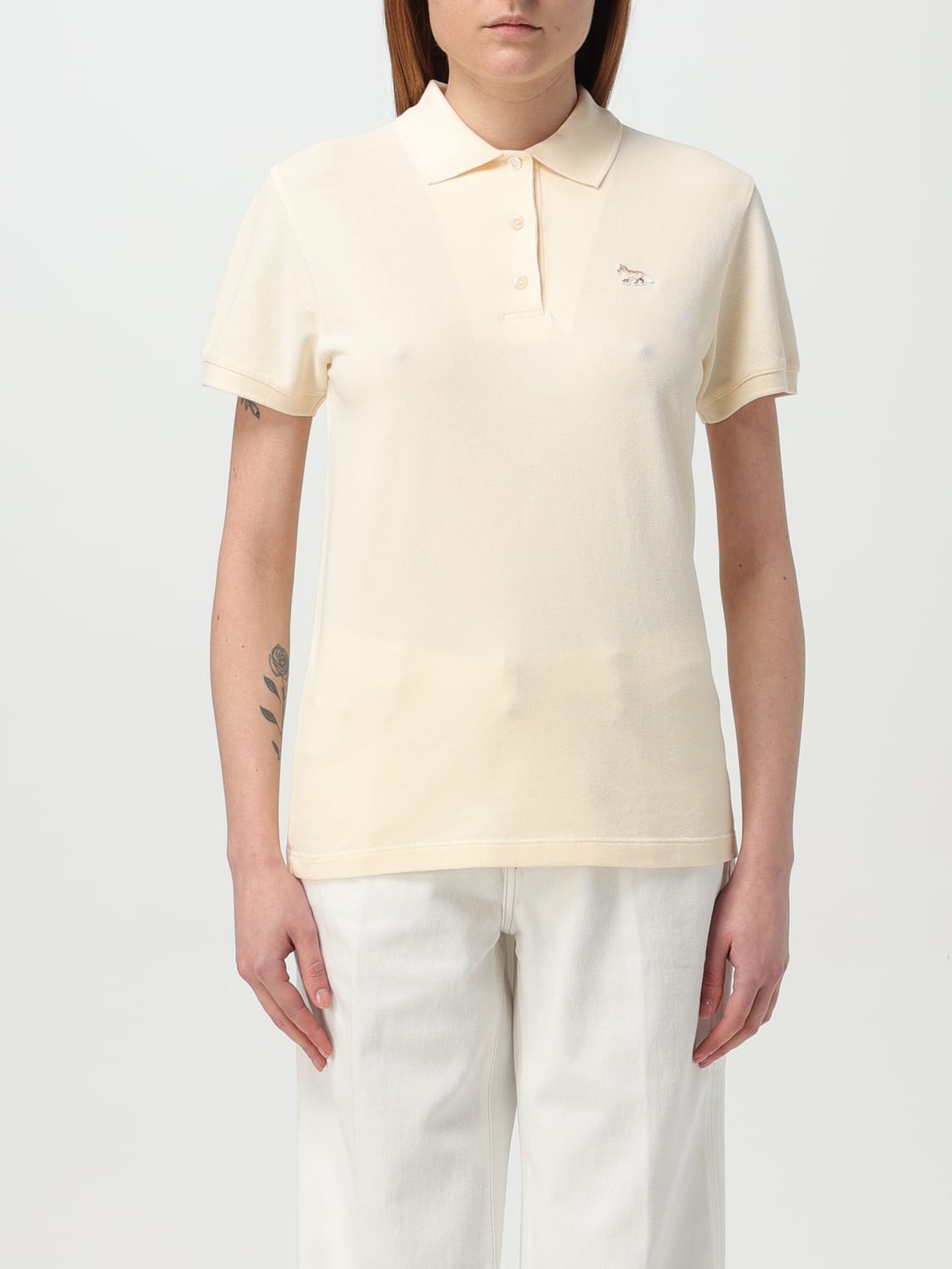 Tシャツ・カットソー MAISON KITSUNE Woman Polo Shirt Grey MW00202KJ7010 0134 MAISON KITSUNÉ: Polo shirt woman - Grey | Maison Kitsuné