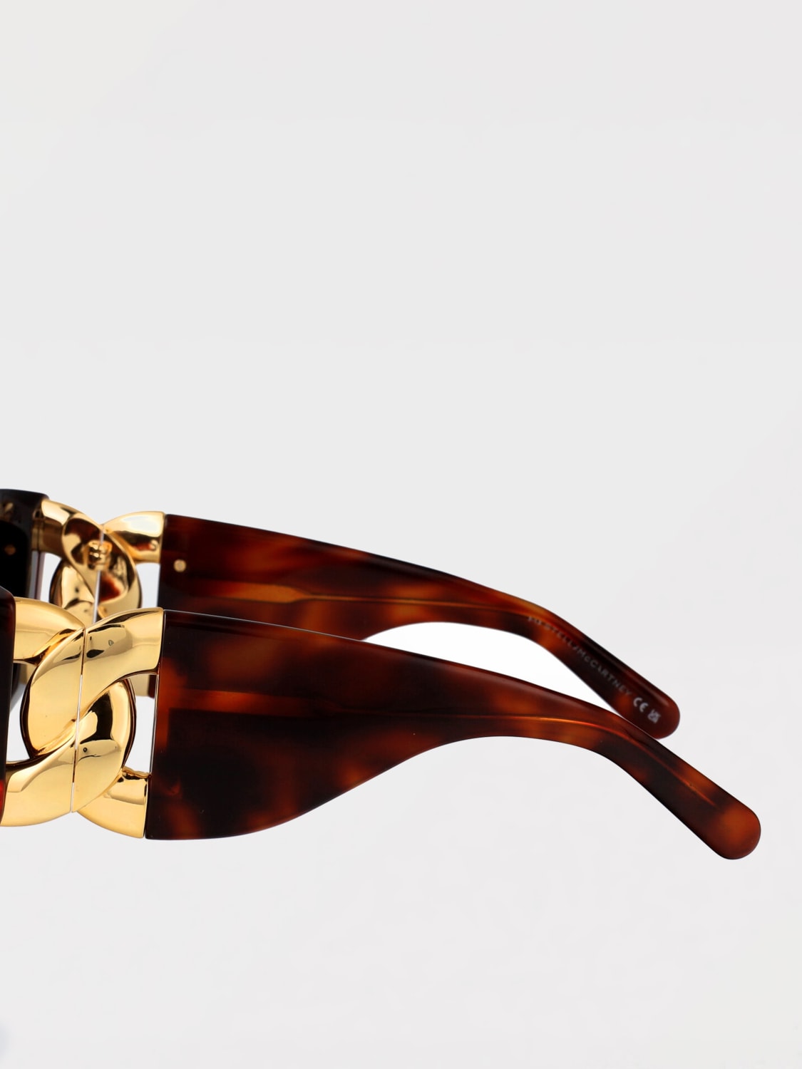 STELLA MCCARTNEY OCCHIALI DA SOLE: Occhiali da sole Stella McCartney in acetato tartarugato con dettaglio chain , Marrone - Img 4