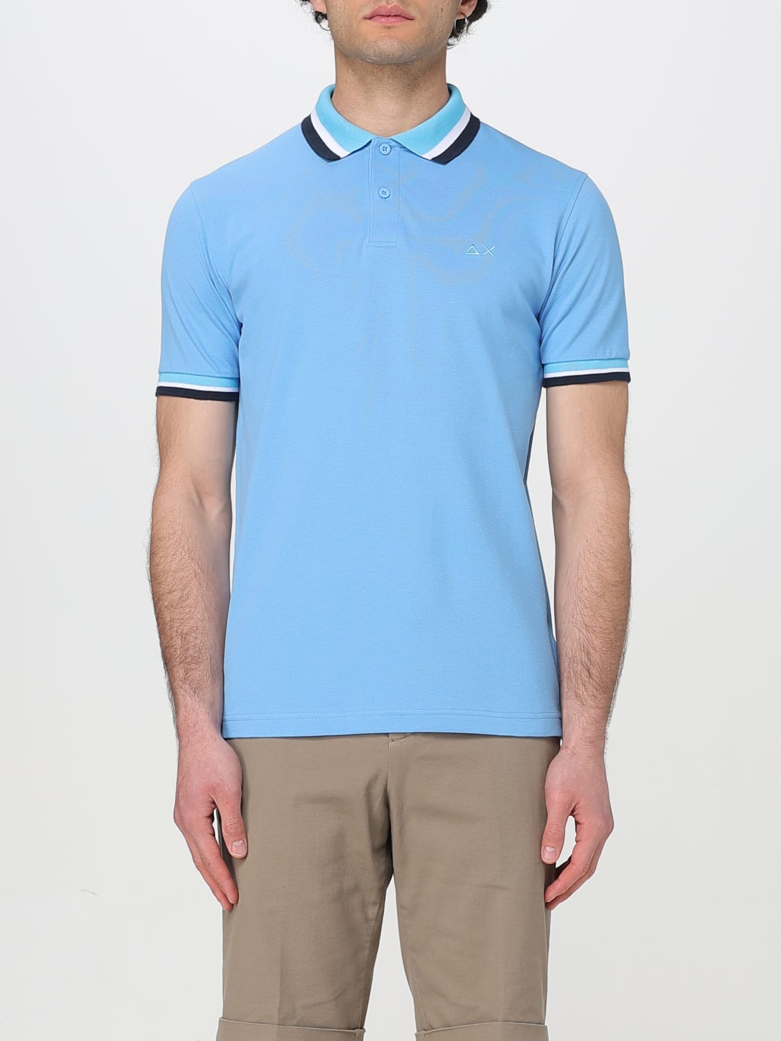 Tシャツ・カットソー SUN68 Men T-shirt Navy A35117 56 SUN68: men's polo shirt - Blue | SUN68 polo shirt A35117