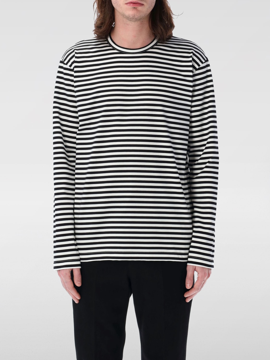 JUNYA WATANABE T-SHIRT: T-shirt in cotone a righe Junya Watanabe, Nero - Img 1