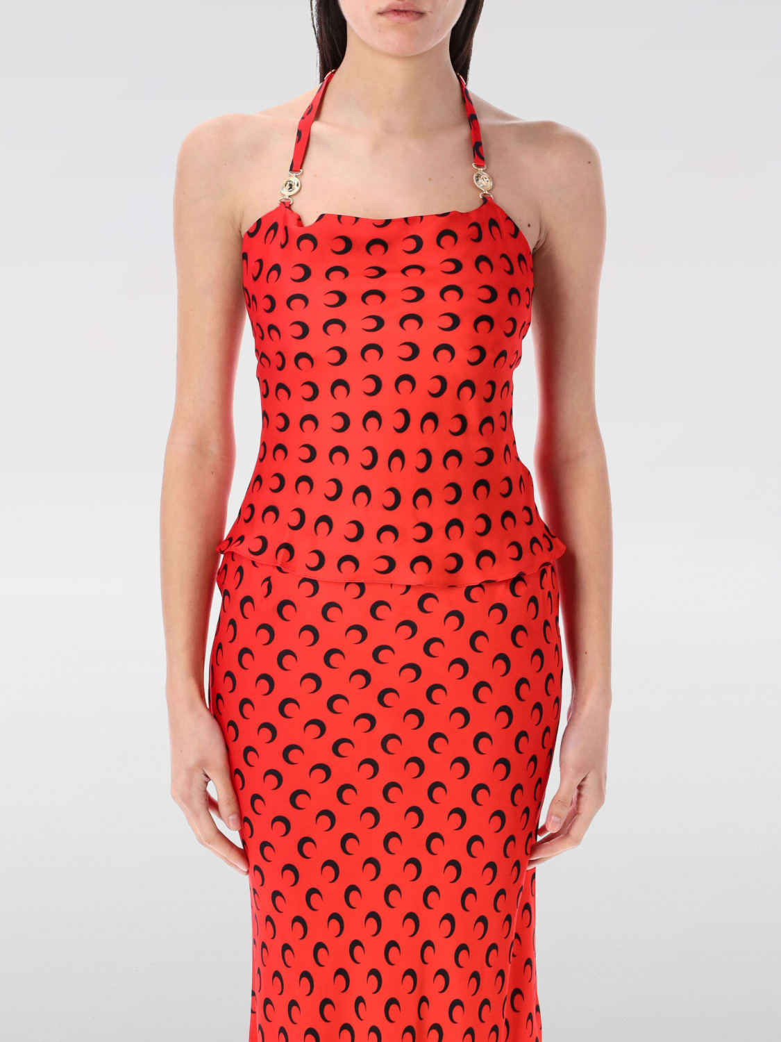 Tシャツ・カットソー MARINE SERRE TOP (WTO426ACWOV0060) MARINE SERRE: Top woman - Red | Marine Serre top