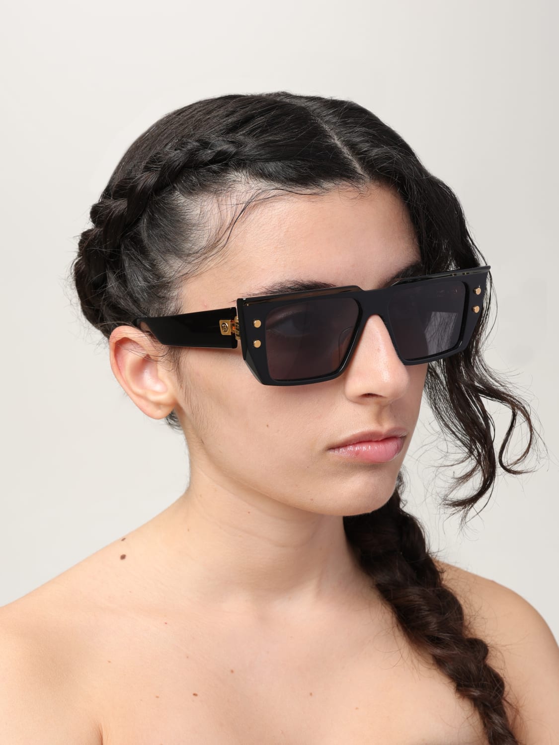 BALMAIN OCCHIALI DA SOLE: Occhiali da sole B-VI Balmain in acetato , Nero - Img 2