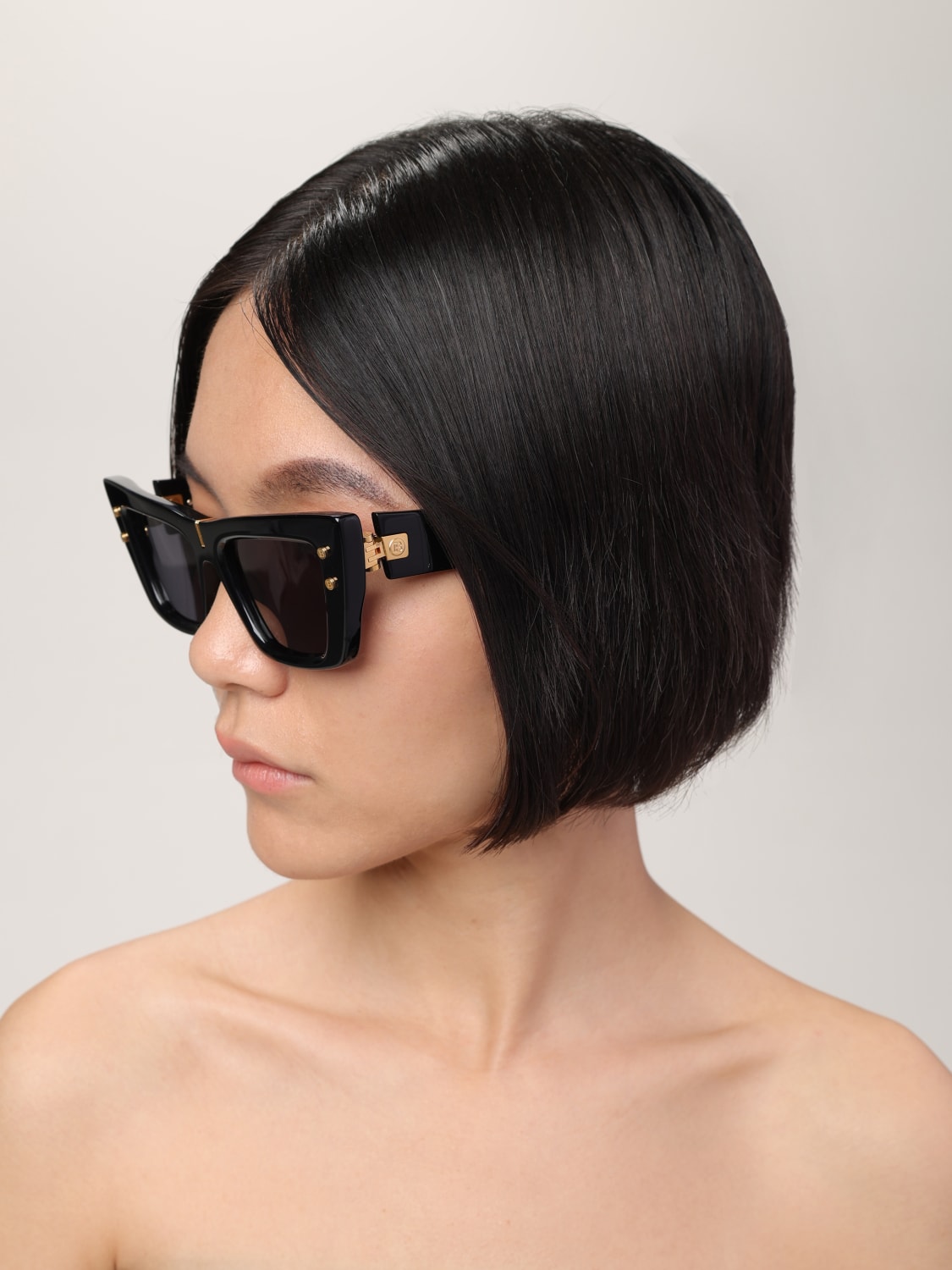 BALMAIN OCCHIALI DA SOLE: Occhiali da sole Balmain in acetato , Nero - Img 2