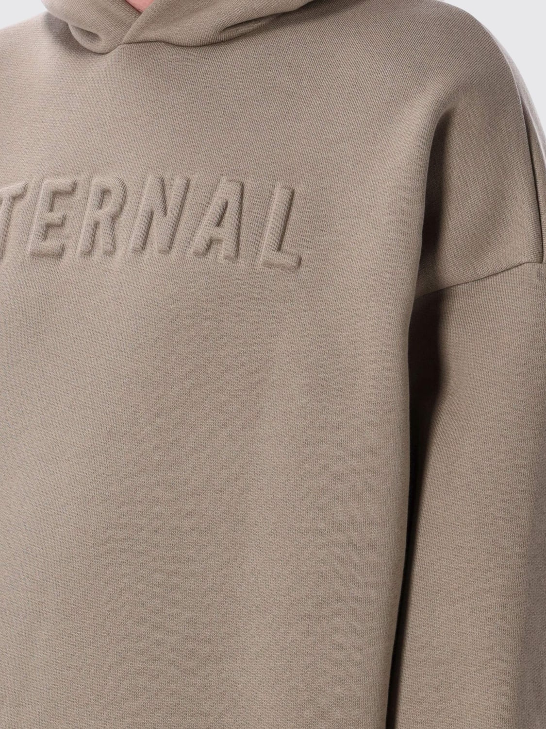 FEAR OF GOD FELPA: Felpa con cappuccio in misto cotone con logo Fear Of God, Beige - Img 3