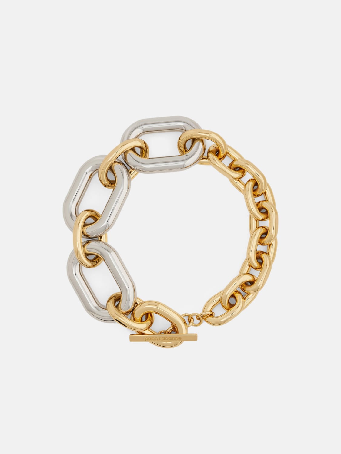 RABANNE GIOIELLO: Collana XL Link Rabanne in alluminio bicolor, Oro - Img 1