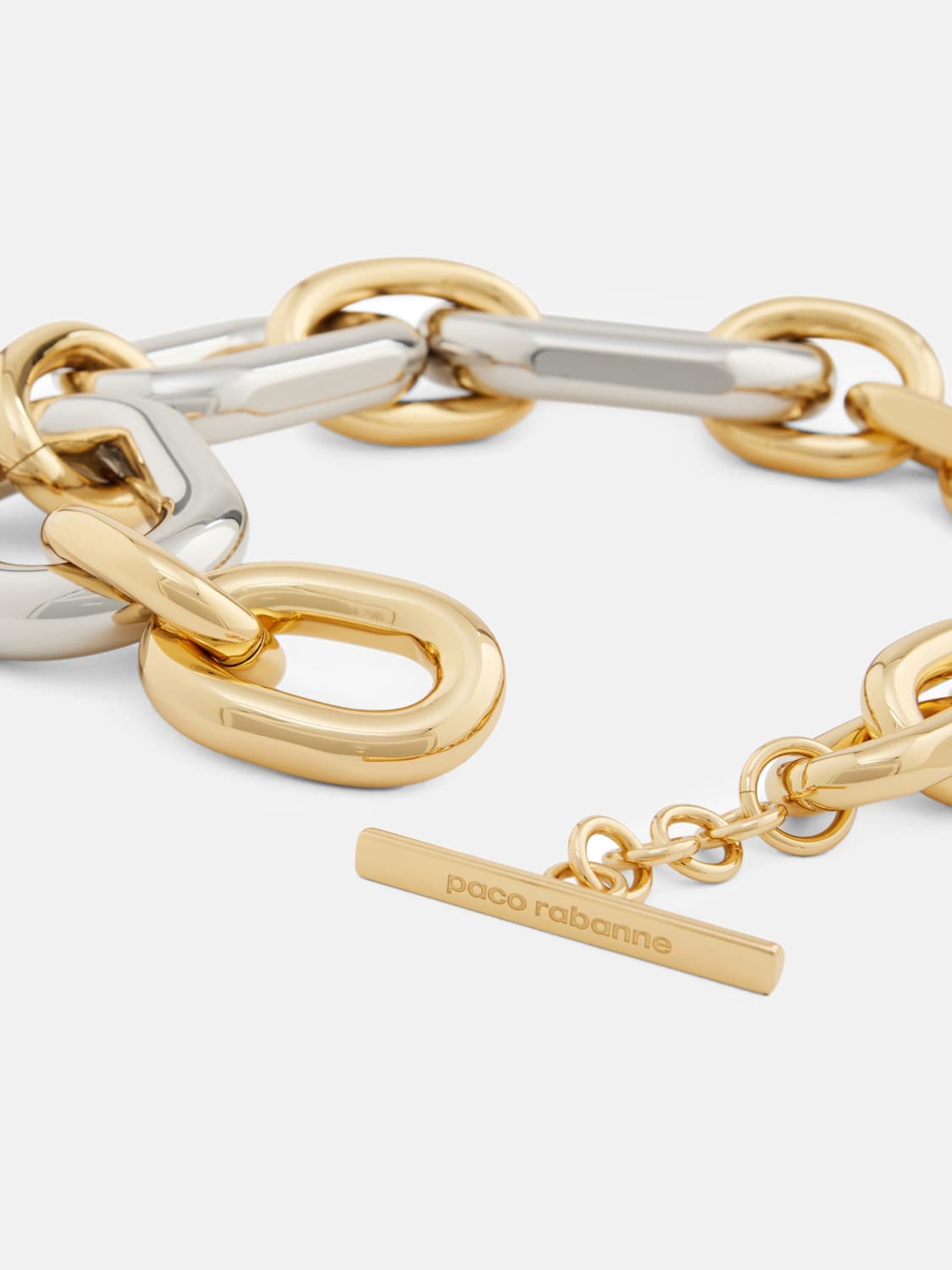 RABANNE GIOIELLO: Collana XL Link Rabanne in alluminio bicolor, Oro - Img 2