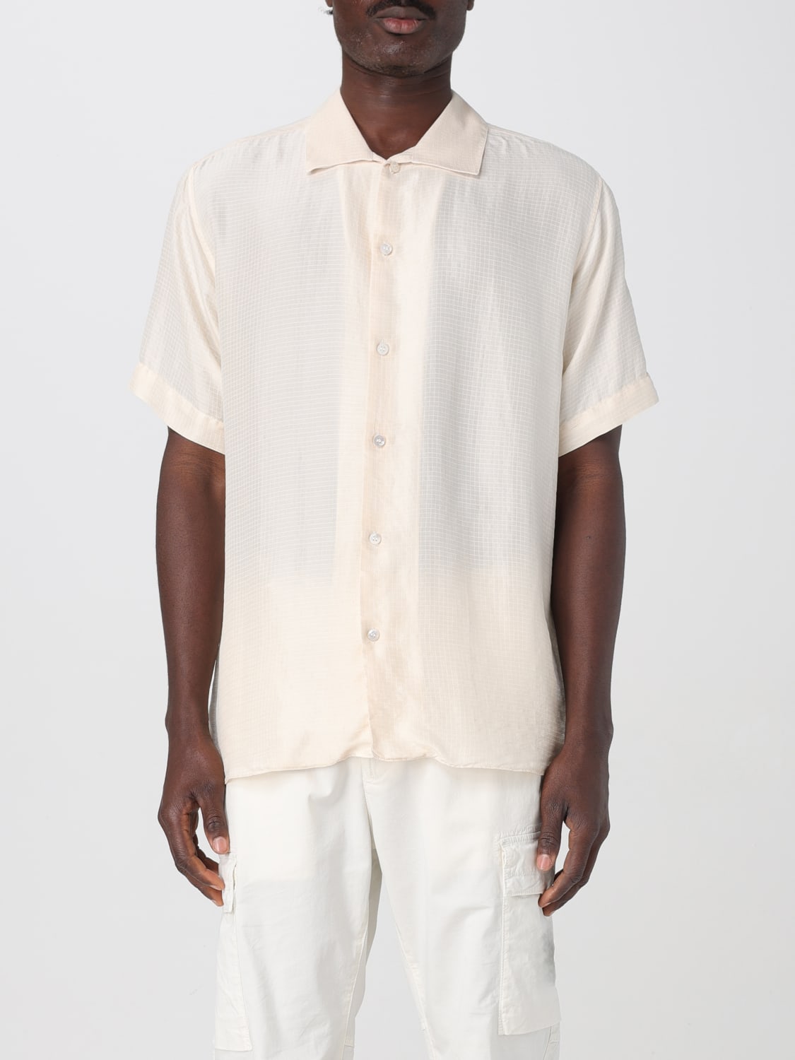 RANRA / 半袖シャツ/S/シルク/CRM/AMSS25SS01516 RANRA：シャツ メンズ - クリーム | GIGLIO.COMオンラインのRanra