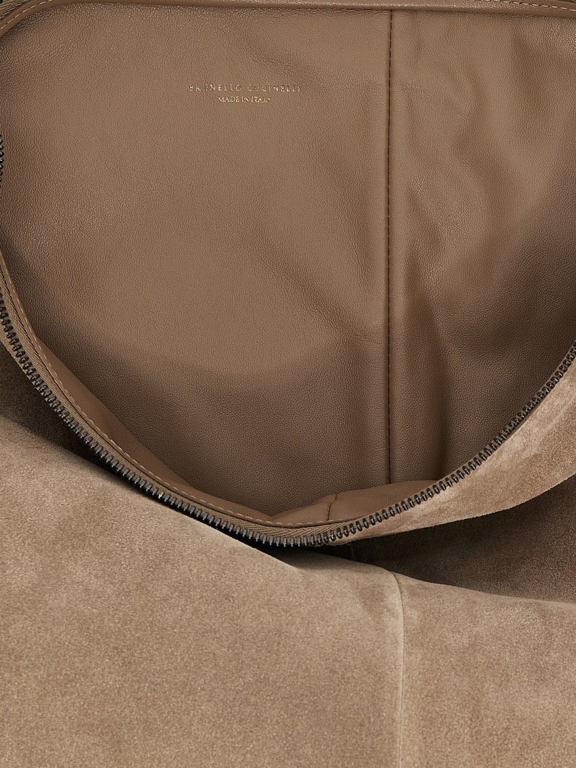 BRUNELLO CUCINELLI: Borsa Hobo Swing in camoscio - Grigio