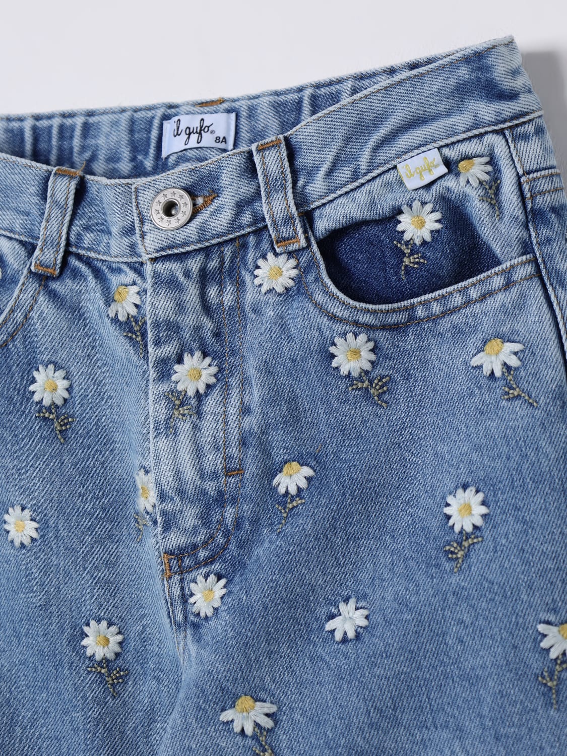 IL GUFO JEANS: Jeans Il Gufo in denim con ricami , Blue - Img 3