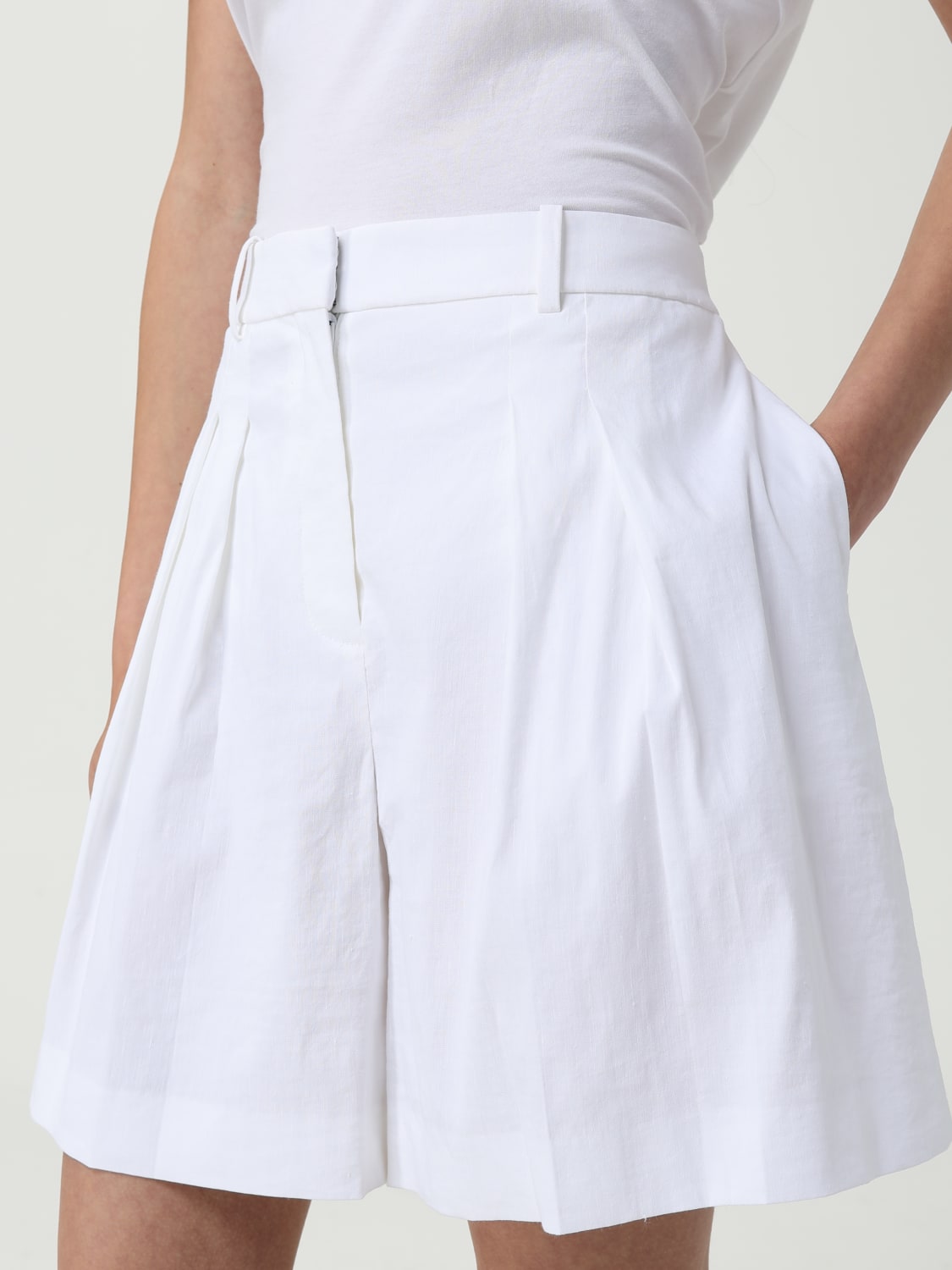 THEORY PANTALONCINO: Pantaloncino Theory in misto lino , Bianco - Img 4