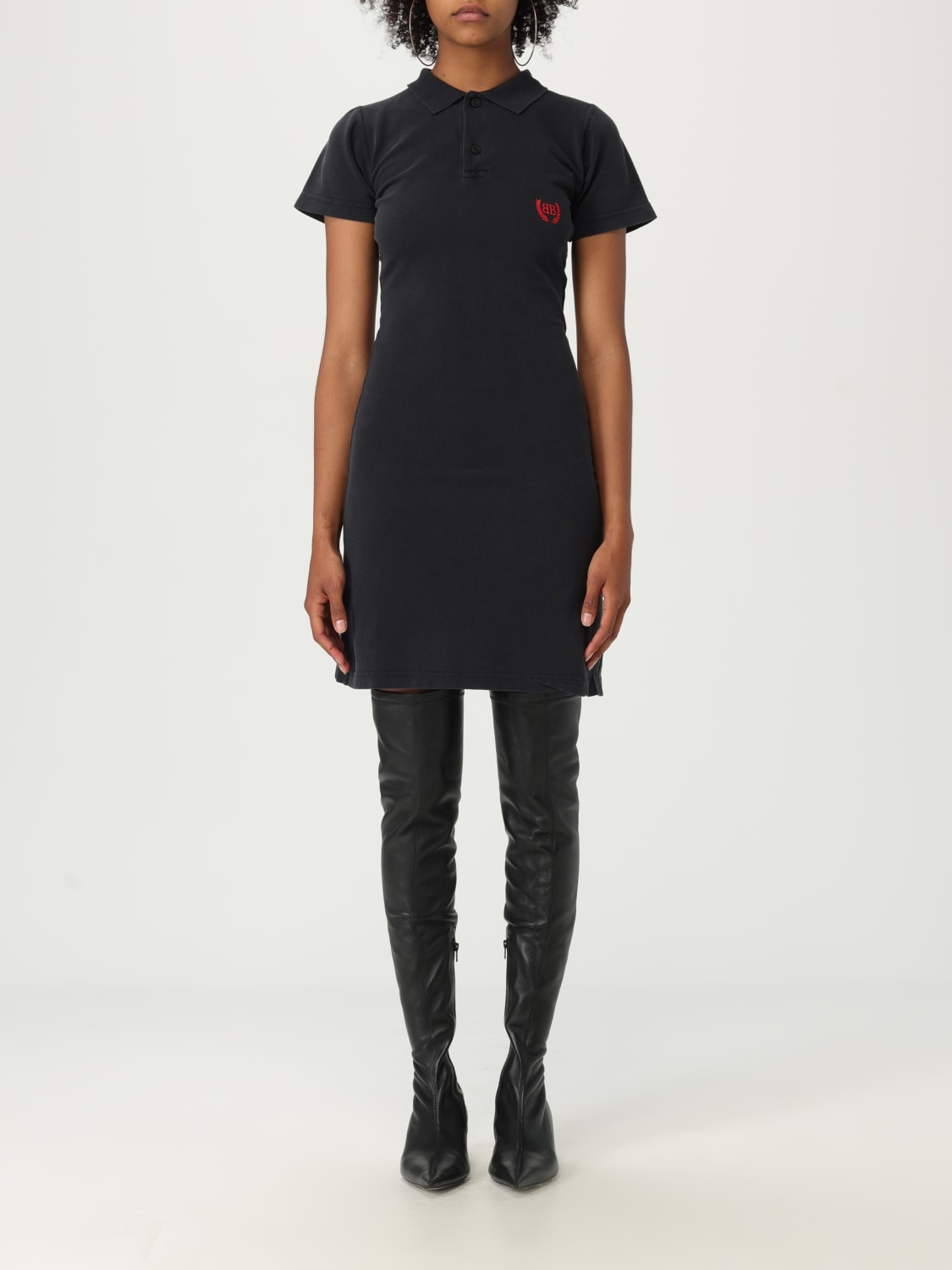ワンピース BALENCIAGA Woman Dress Black 831034TSVC7 1041 Women's Polo Mini Dress in Black | Balenciaga US