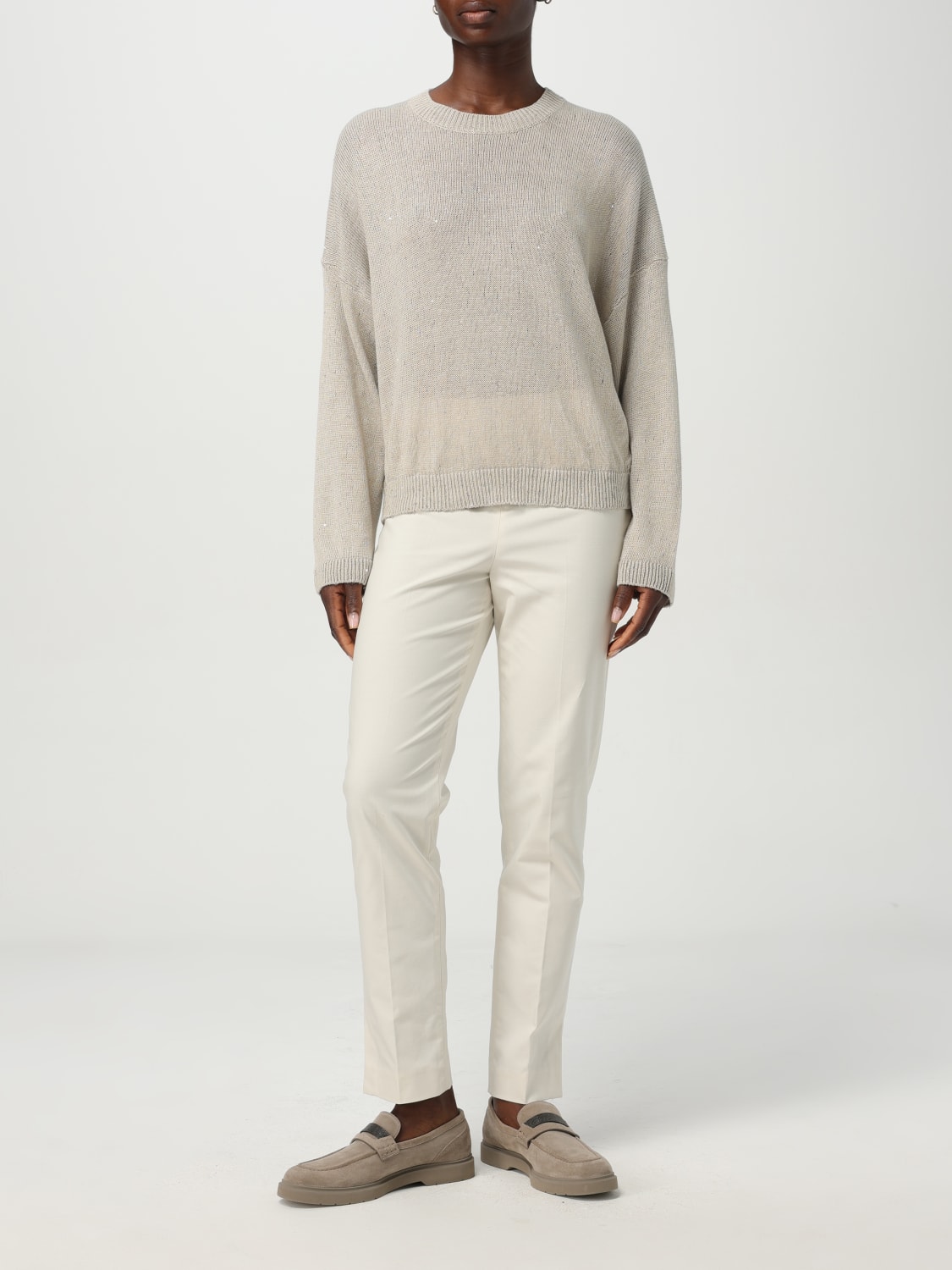 パンツ BRUNELLO CUCINELLI Women Straight Pants M0F70P8593 C8555 Whi BRUNELLO CUCINELLI: Pants woman - White | Brunello Cucinelli