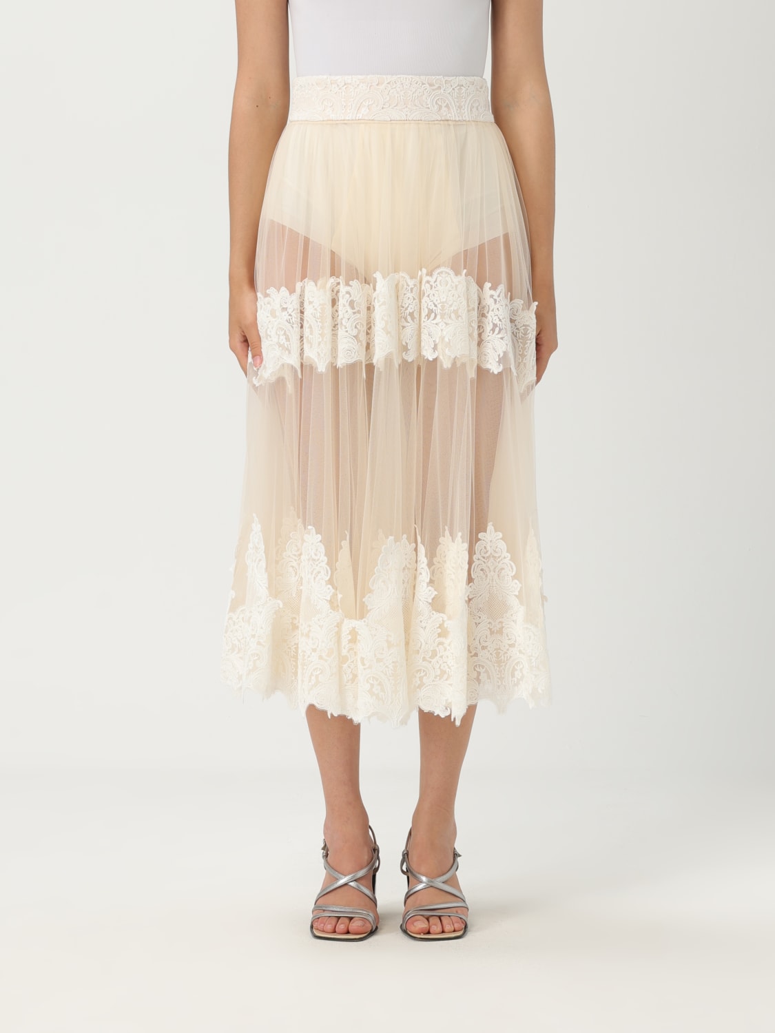 スカート ELISABETTA FRANCHI Woman Skirt White GO042 193 ELISABETTA FRANCHI: Skirt woman - White | Elisabetta Franchi