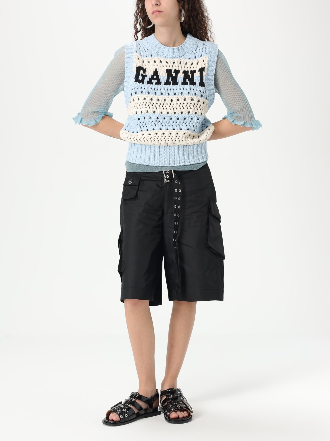 GANNI SWEATER: Sweater woman Ganni, Gnawed Blue - Img 2