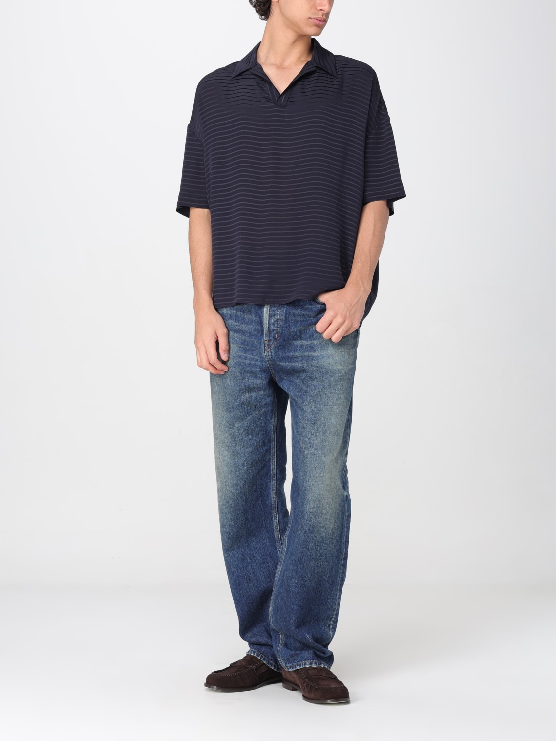 SAINT LAURENT POLO: Polo hombre Saint Laurent, Azul Oscuro - Img 2