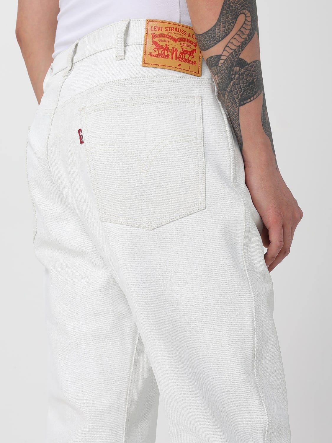 JUNYA WATANABE: Pants men - White | Junya Watanabe jeans