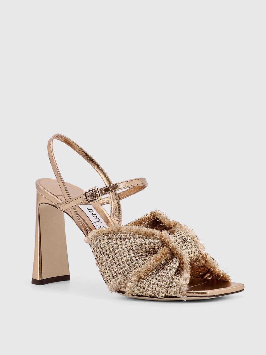 JIMMY CHOO Annika leather and rafia sandals ジミーチュウ Annika Mule 35 | Gold Raffia & Metallic Nappa Sandals