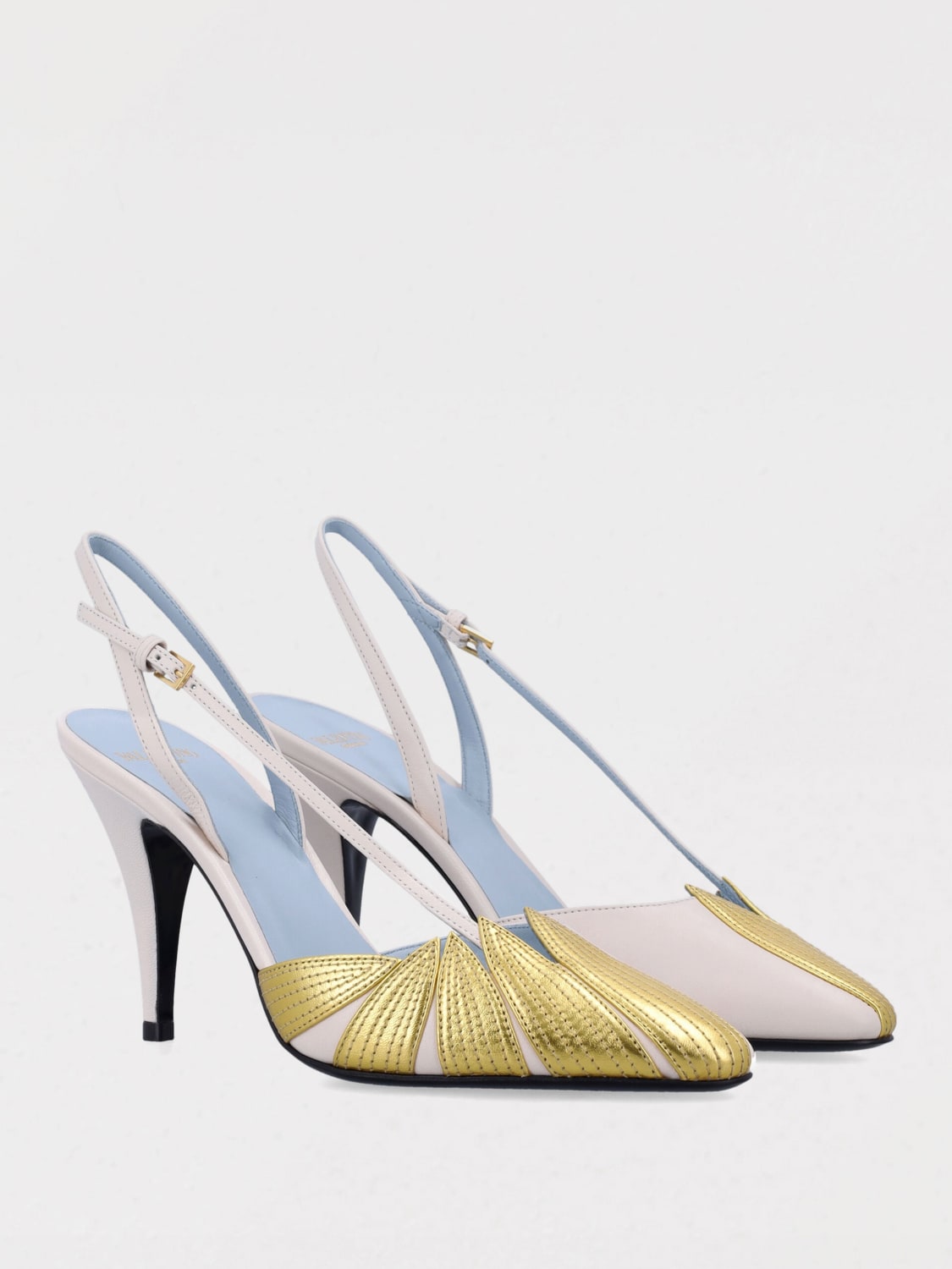 VALENTINO GARAVANI DÉCOLLETÉ: Slingback Foliefoliage Valentino Garavani in pelle laminata , Oro - Img 2