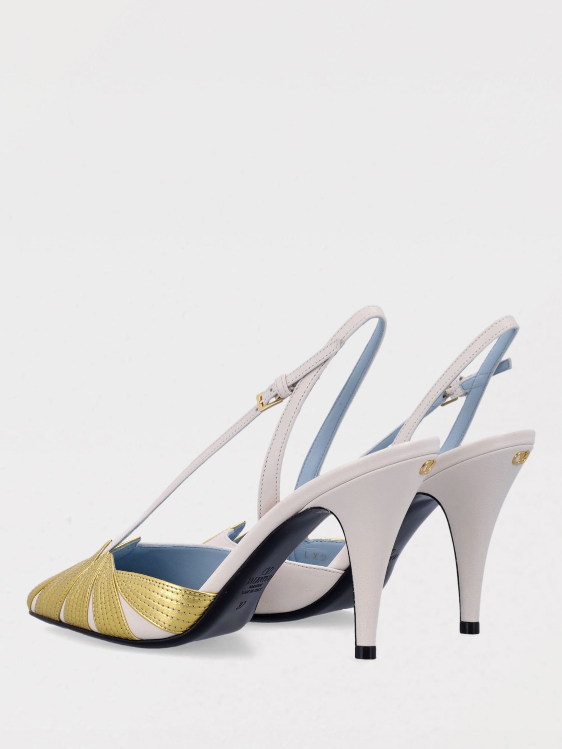 VALENTINO GARAVANI DÉCOLLETÉ: Slingback Foliefoliage Valentino Garavani in pelle laminata , Oro - Img 3