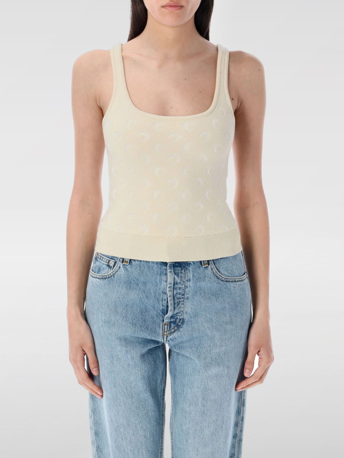 MARINE SERRE TOP: Top woman Marine Serre, Beige - Img 1