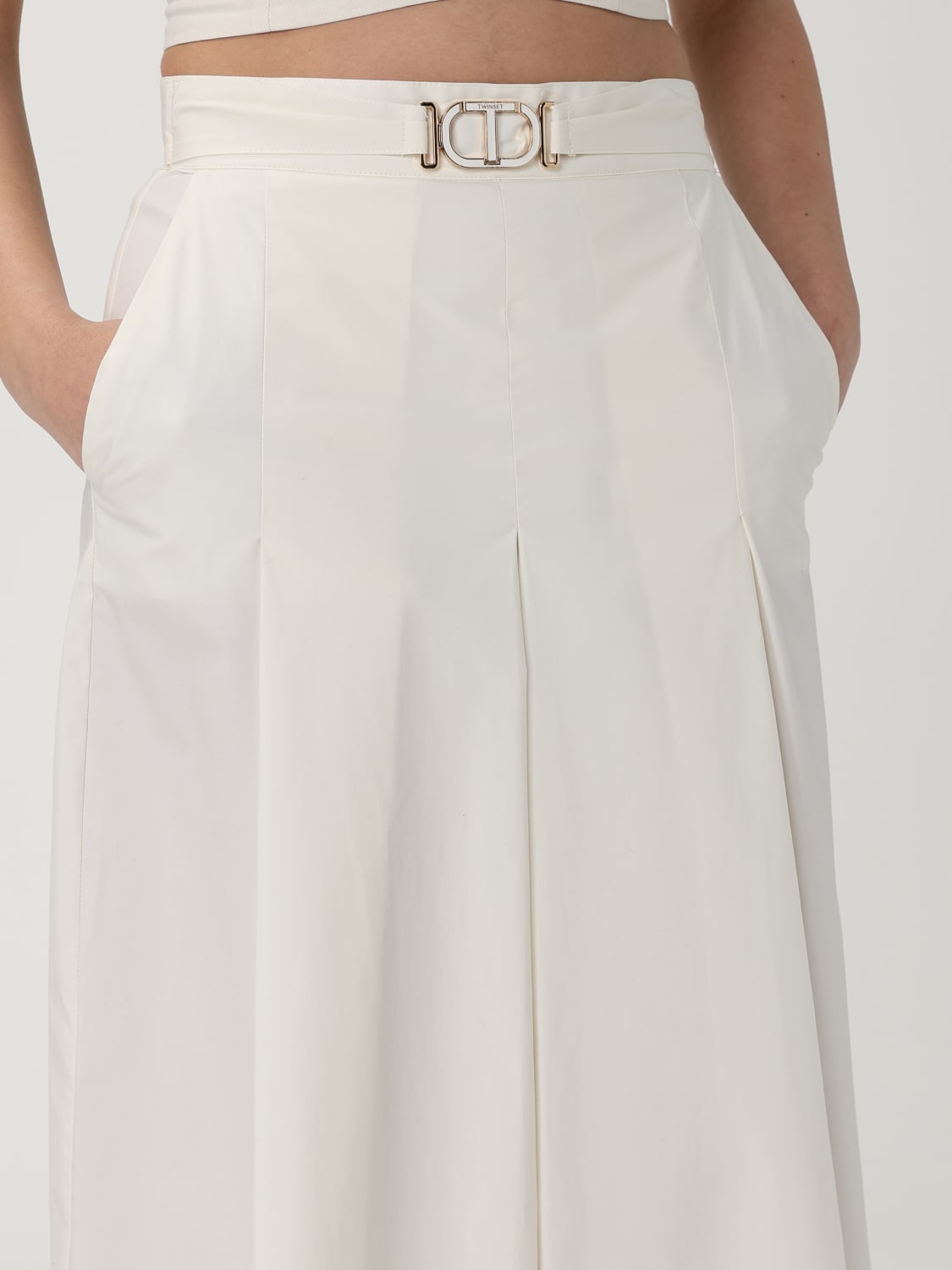 TWINSET GONNA: Gonna in cotone con logo Twinset, Bianco - Img 3