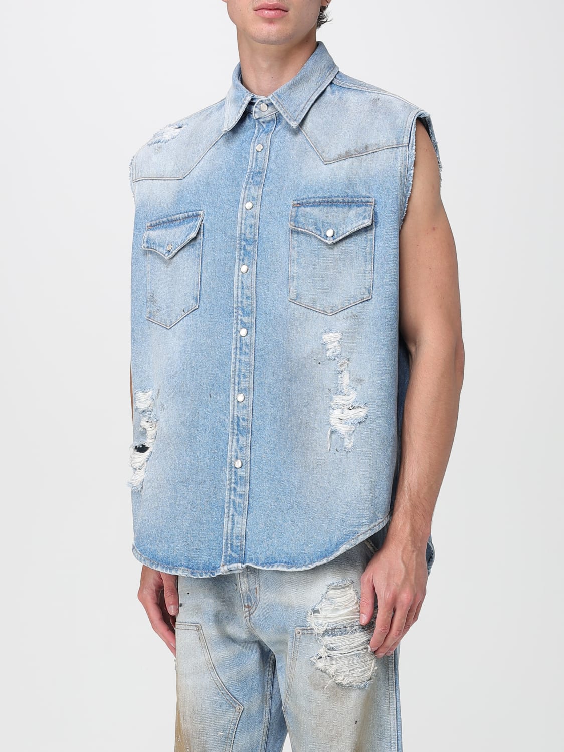 MM6 MAISON MARGIELA CAMISA: Camisa hombre Mm6 Maison Margiela, Azul Claro - Img 4