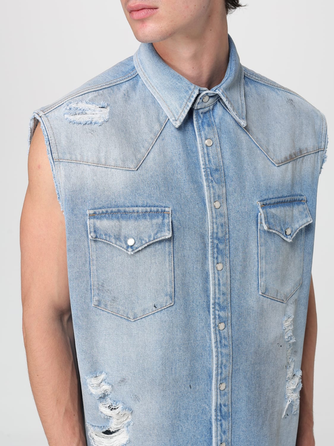 MM6 MAISON MARGIELA CAMISA: Camisa hombre Mm6 Maison Margiela, Azul Claro - Img 5