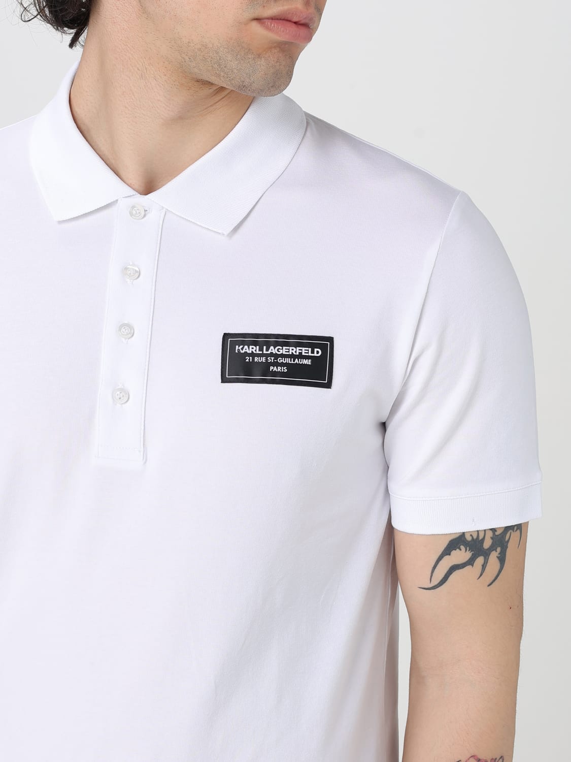 KARL LAGERFELD POLO: Polo classica Karl Lagerfeld in cotone stretch , Bianco - Img 3