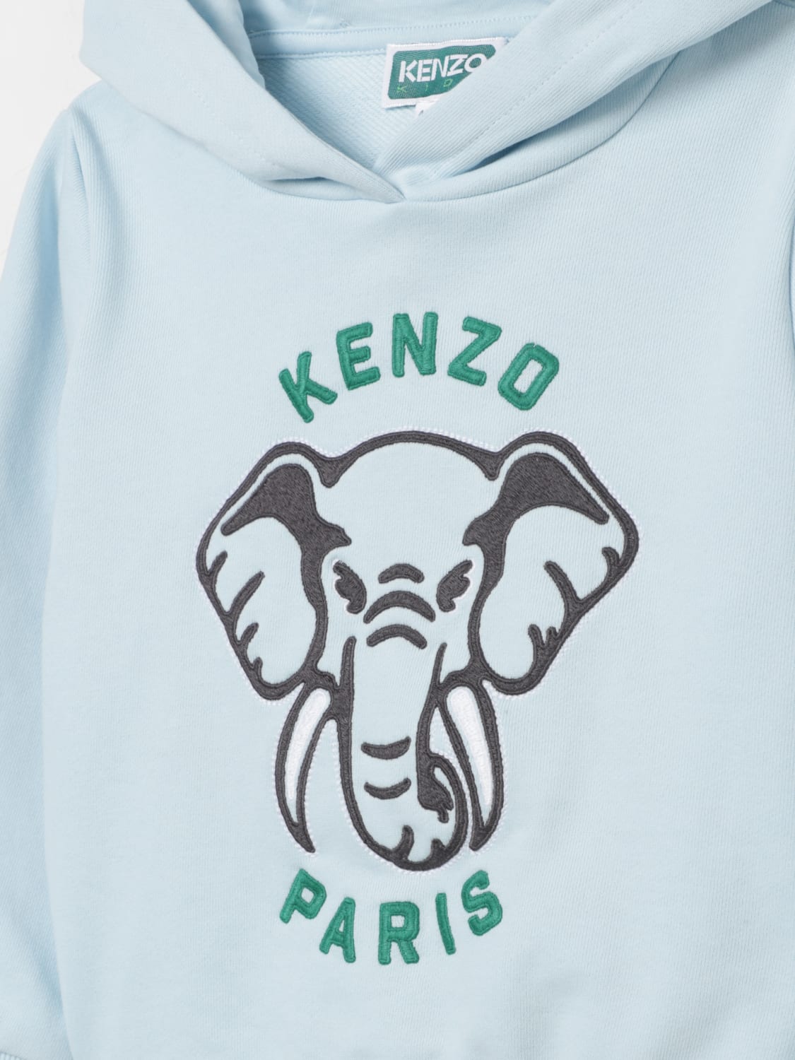 KENZO KIDS MAGLIA: Felpa con cappuccio con stampa Elefante Kenzo Kids, Blue - Img 3
