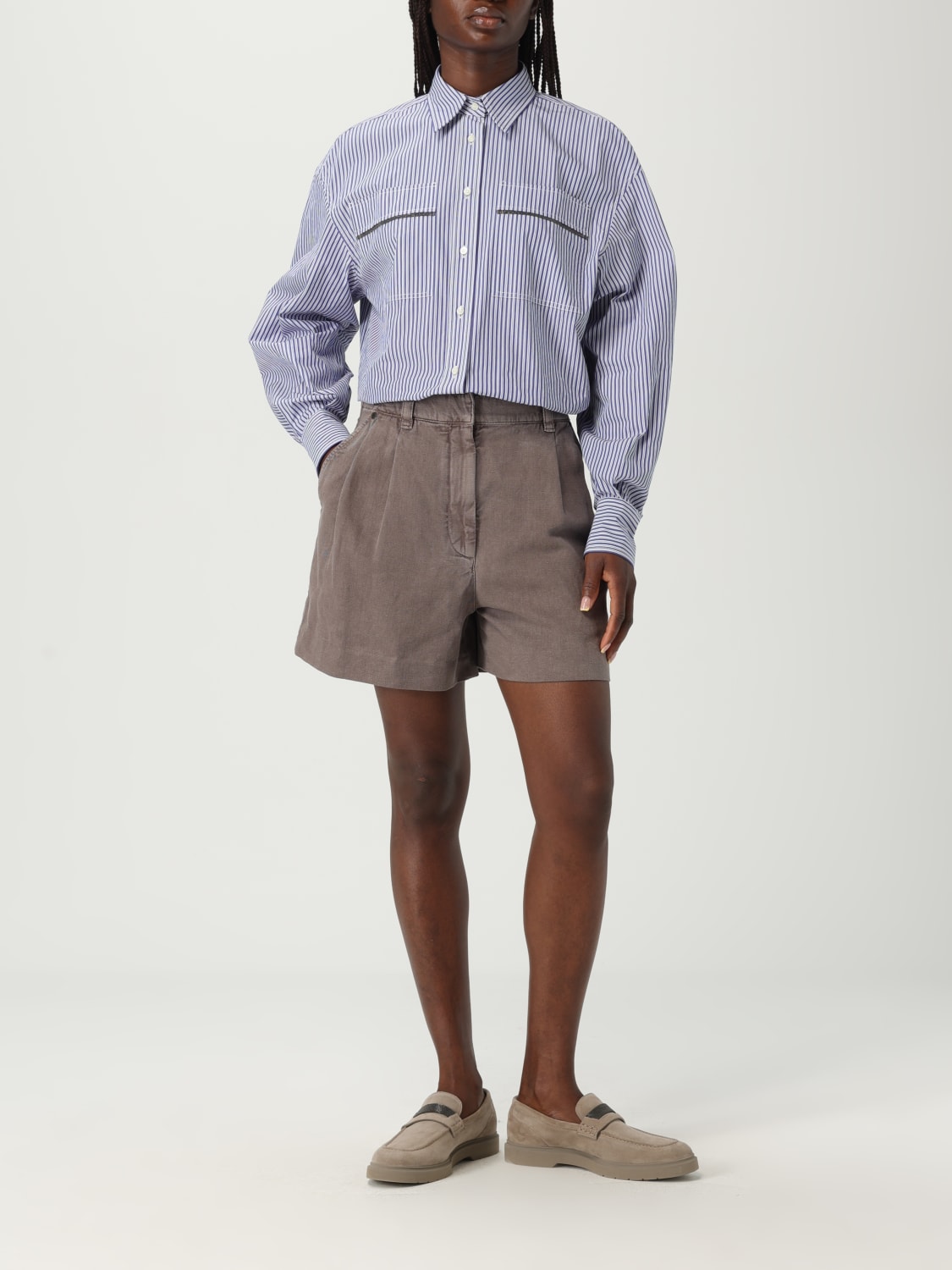 ショートパンツ BRUNELLO CUCINELLI Woman Short Brown ML996P5761 C2925 BRUNELLO CUCINELLI: Short woman - Brown | Brunello Cucinelli
