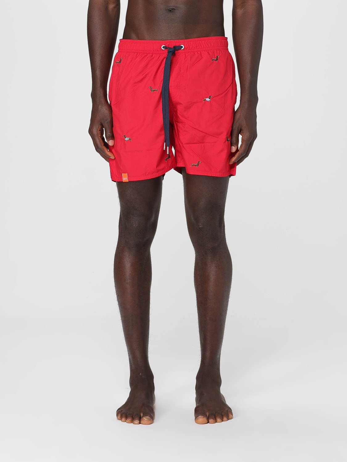SUN68 COSTUME: Costume da bagno in nylon con ricami SUN68, Rosso - Img 1