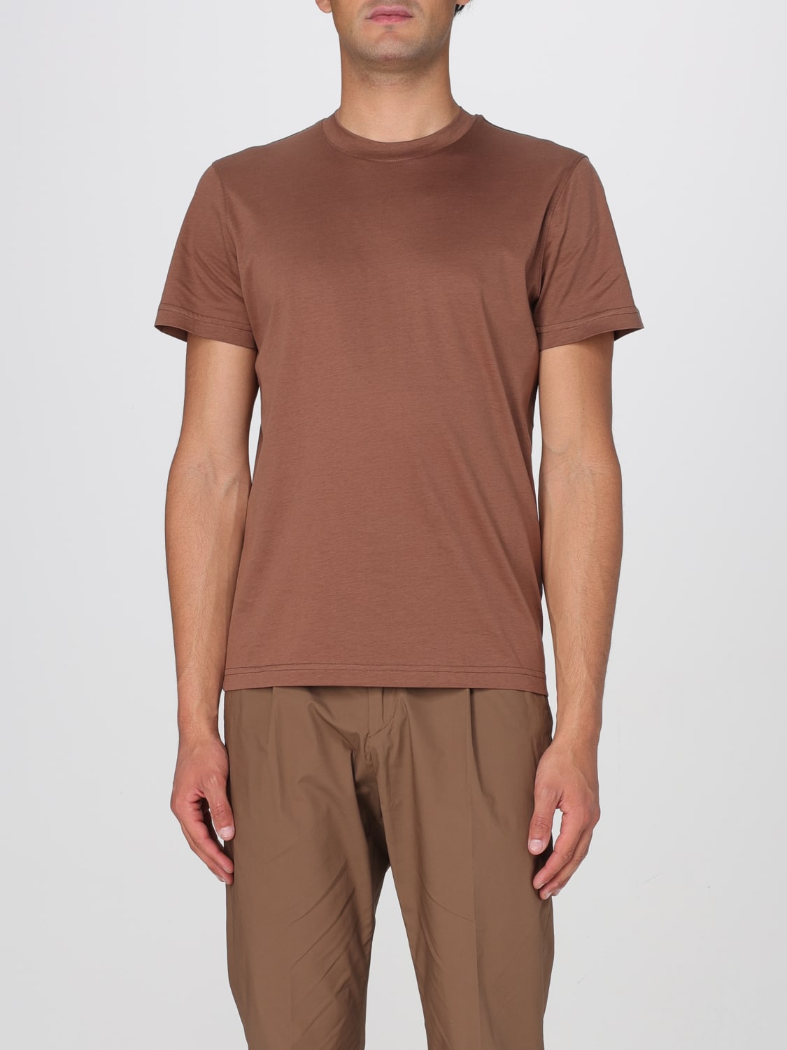DANIELE ALESSANDRINI T-SHIRT: T-shirt basic Daniele Alessandrini, Tabacco - Img 1