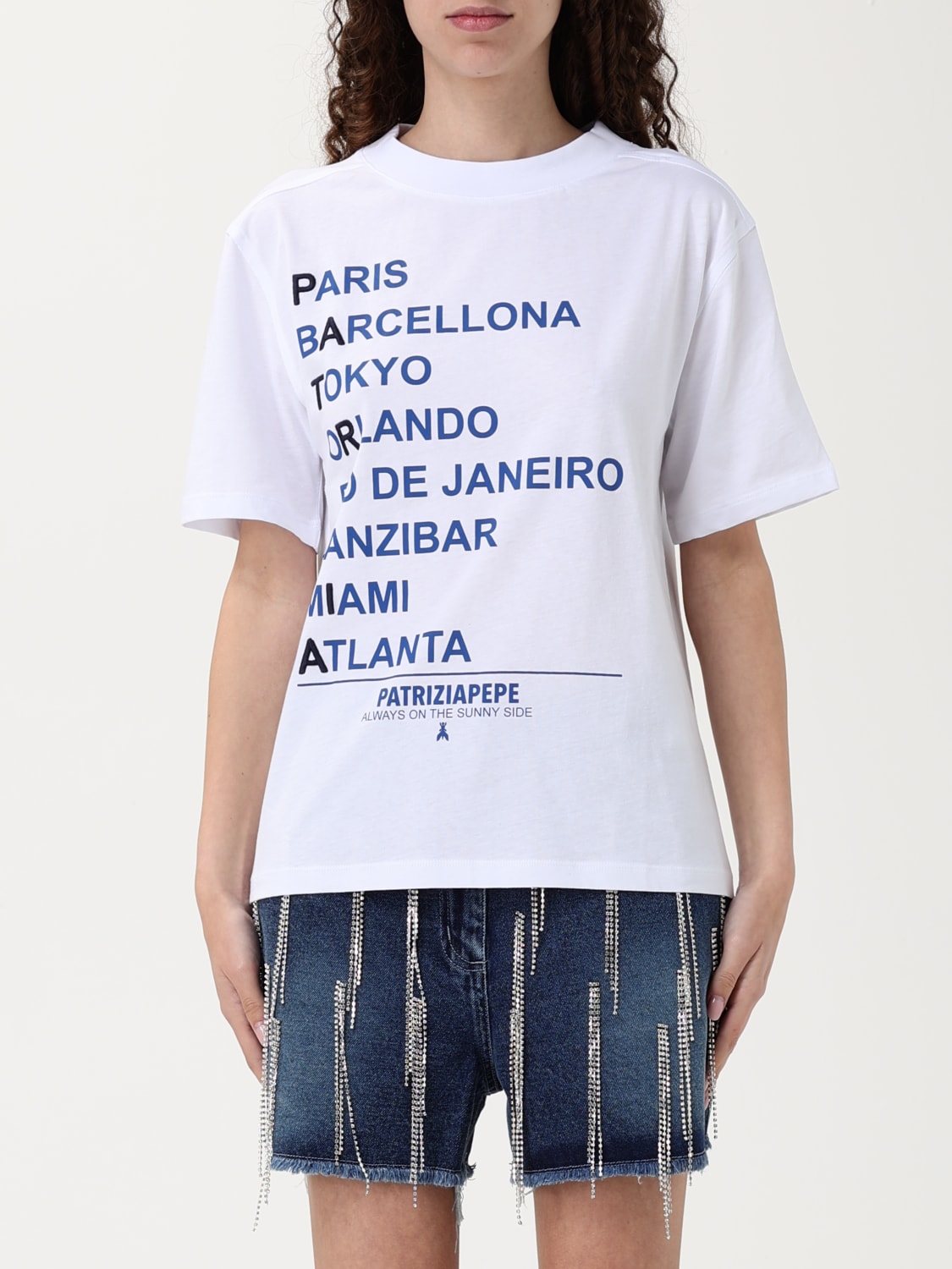 PATRIZIA PEPE T-SHIRT: T-shirt stampata Patrizia Pepe in cotone, Bianco - Img 1