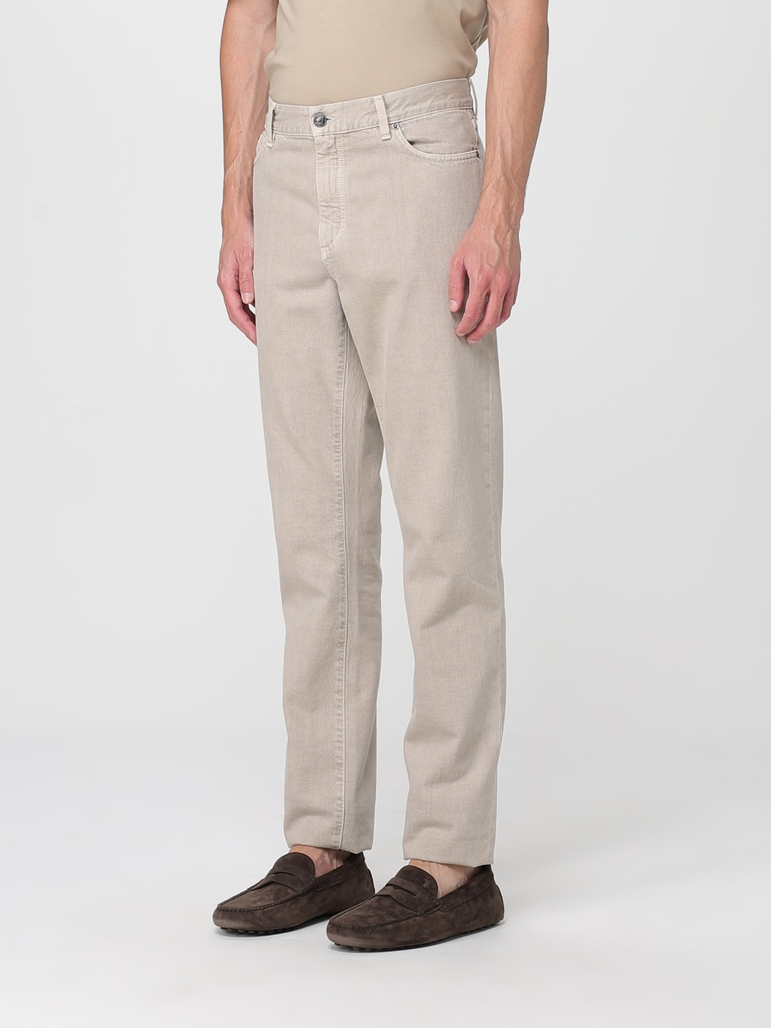 ZEGNA JEANS: Jeans straight a 5 tasche Zegna, Beige - Img 4