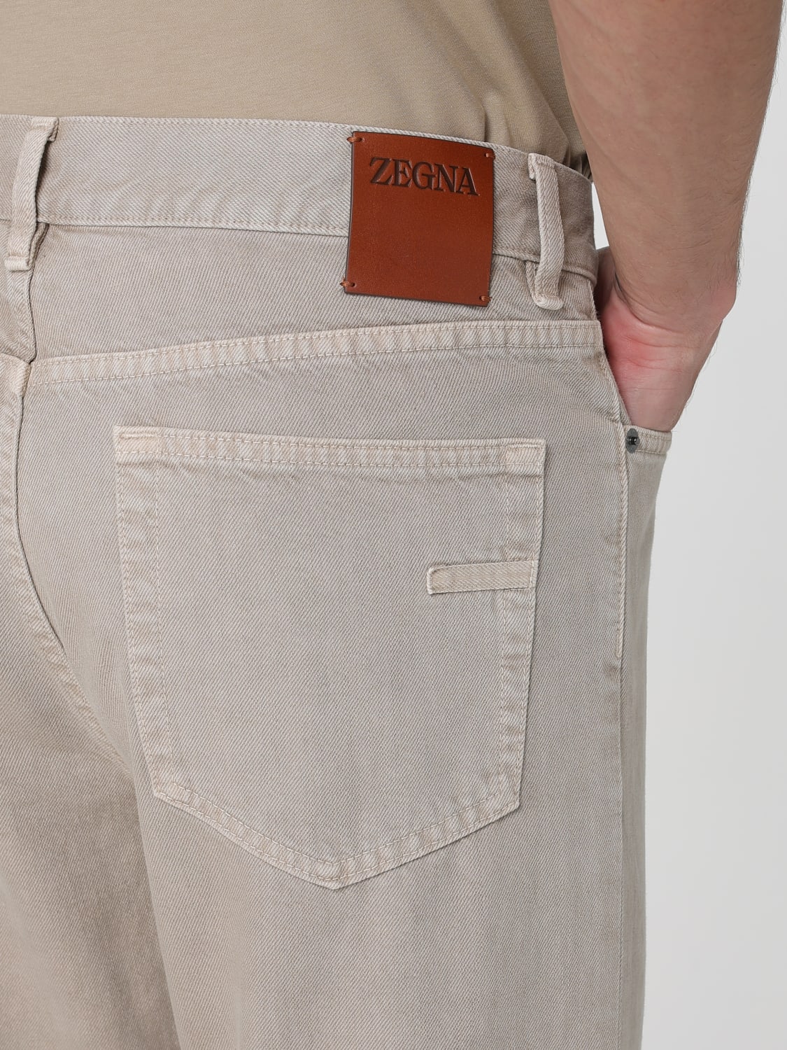 ZEGNA JEANS: Jeans straight a 5 tasche Zegna, Beige - Img 5