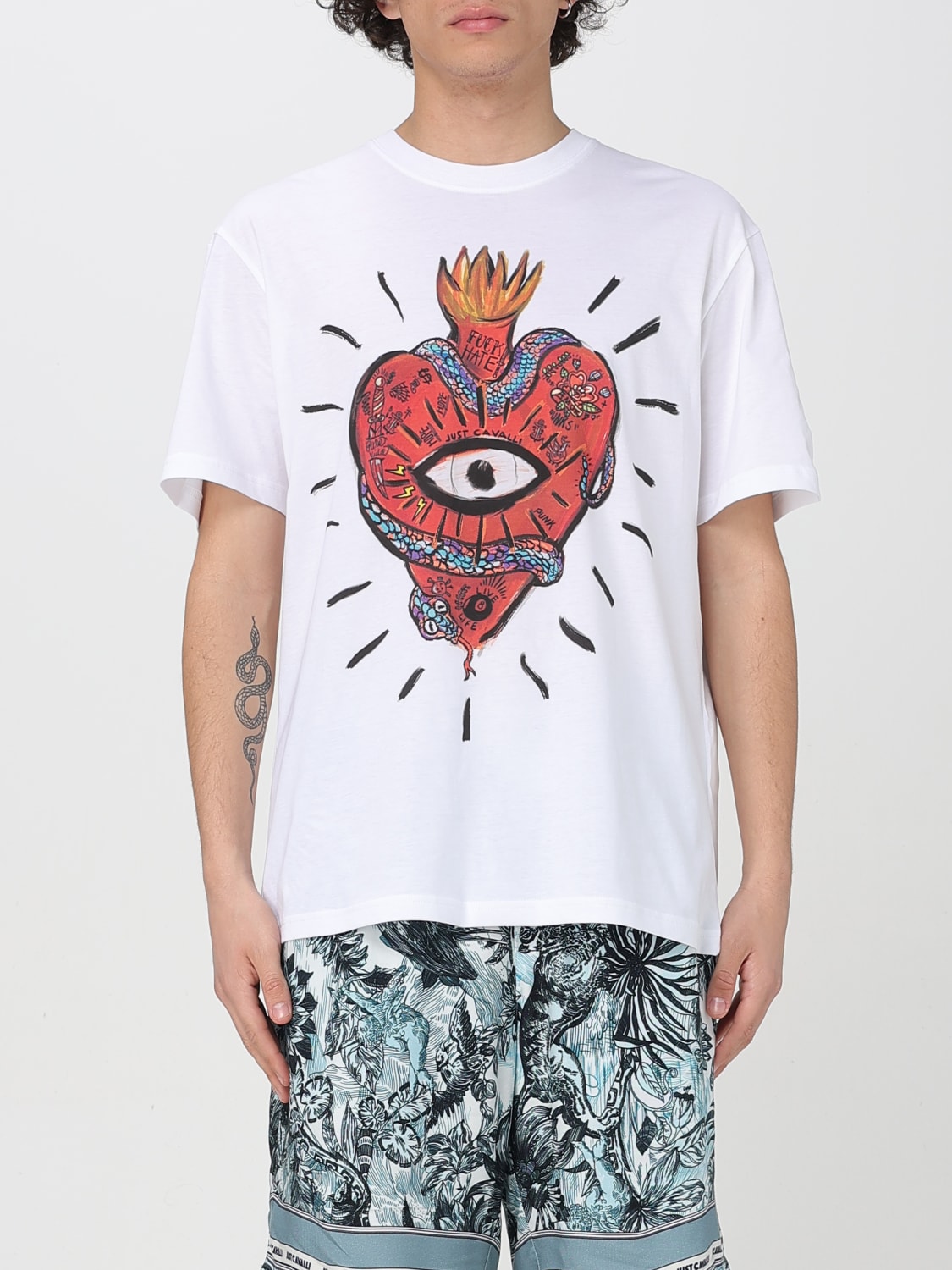 Tシャツ・カットソー JUST CAVALLI Men T-shirt White 78OAHA11CJ700 003 JUST CAVALLI: T-shirt men - White | Just Cavalli t-shirt
